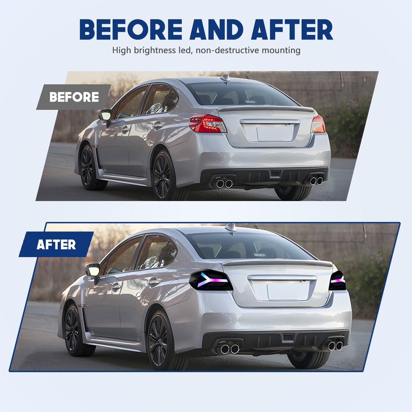 HCMOTION LED RGB Taillights for 2015-2021 Subaru WRX STI | Startup Animation & Sequential Signal Smoked
