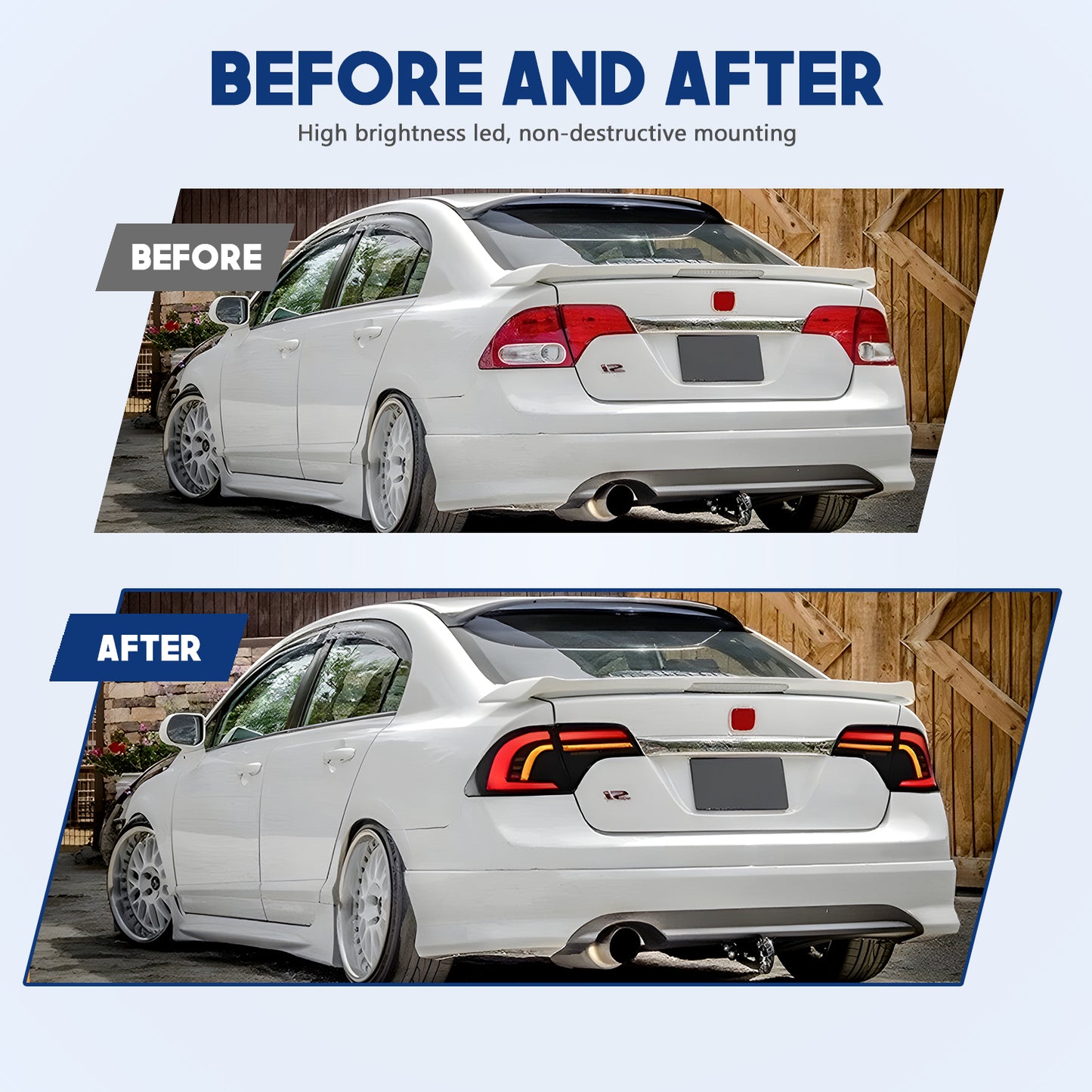 HCMOTION LED Taillights for Honda Civic 8th Gen 2006-2011 Sedan | Sequential Turn Signal & Startup Animation Smoked