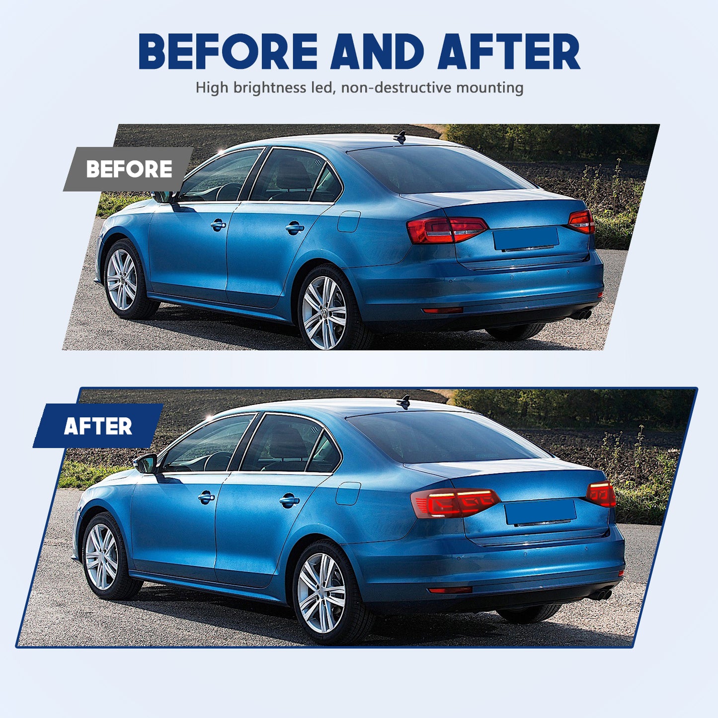 HCMOTION LED Taillights for 2015-2018 VW Jetta MK6 | Sequential Turn Signal & Start-up Animation Red