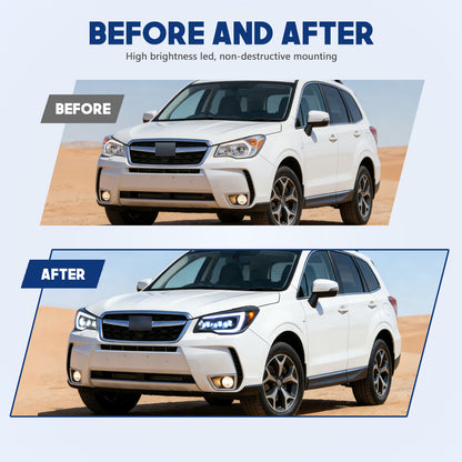 HCMOTION LED Headlight Assembly for 2013-2018 Subaru Forester (SJ) | Sequential Signal & Startup Animation