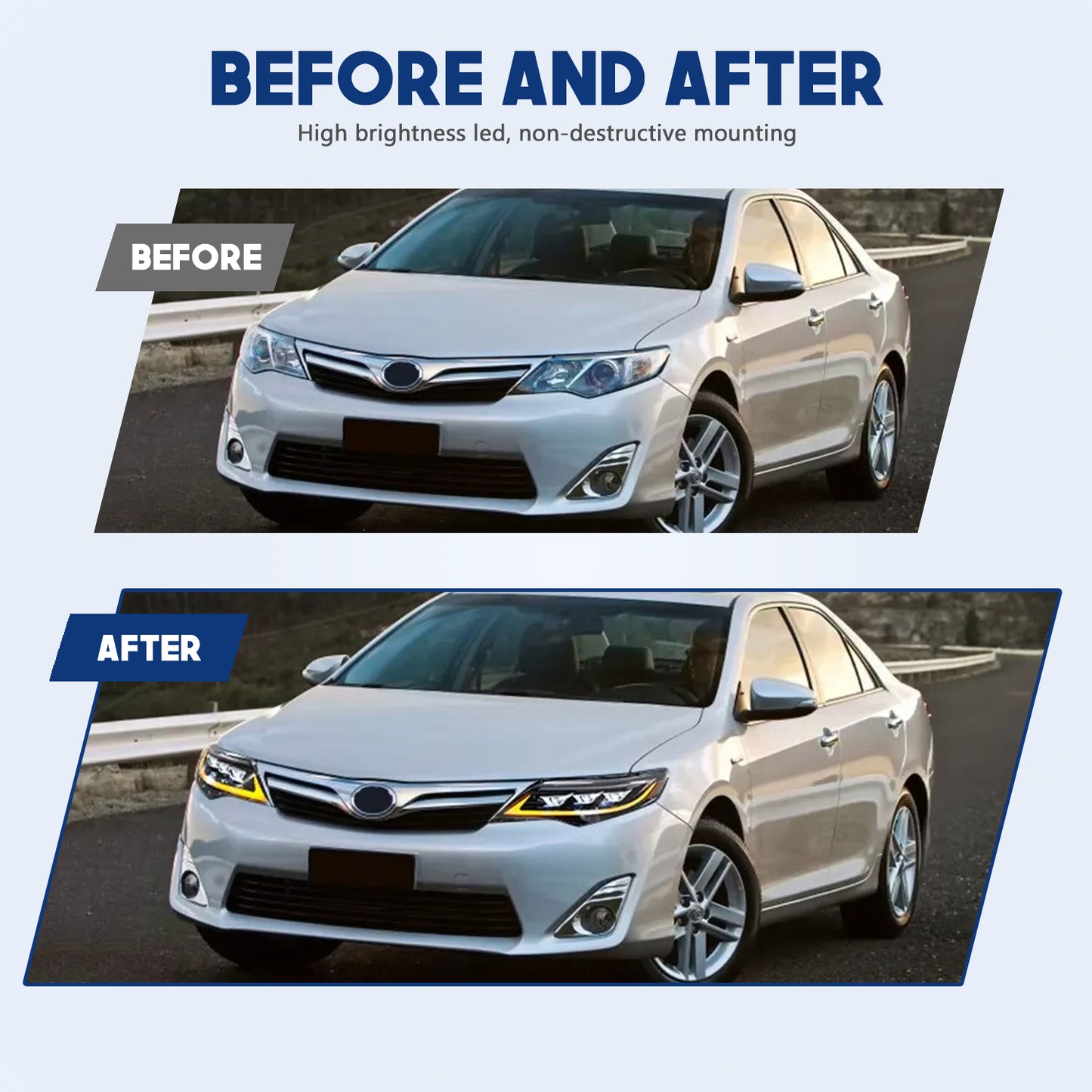 HCMOTION LED Headlight Assembly for 2012-2014 Toyota Camry (XV50) | Sequential Signal & Startup Animation Type B