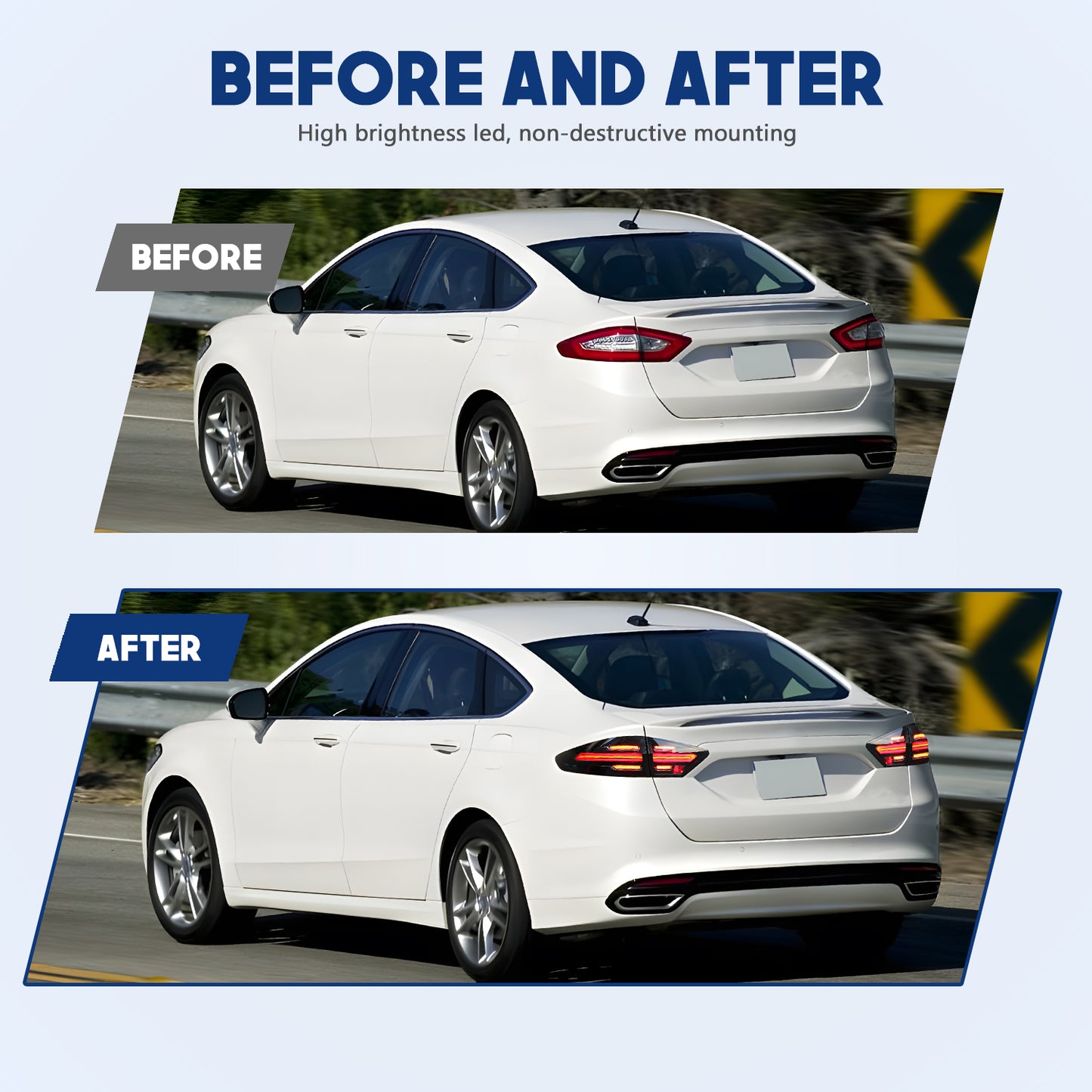 HCMOTION LED Taillights for 2013-2016 Ford Fusion Mondeo | Sequential Turn Signal & Startup Animation Smoked