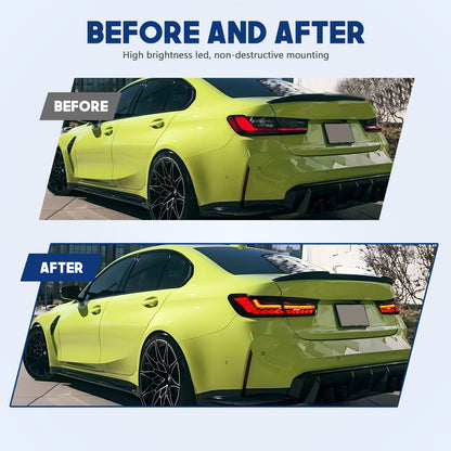HCMOTION DOT-Approved LED Tail Lights for 2019–2025 BMW 3 Series G20 Sedan | Startup Animation & Sequential Signal Pair