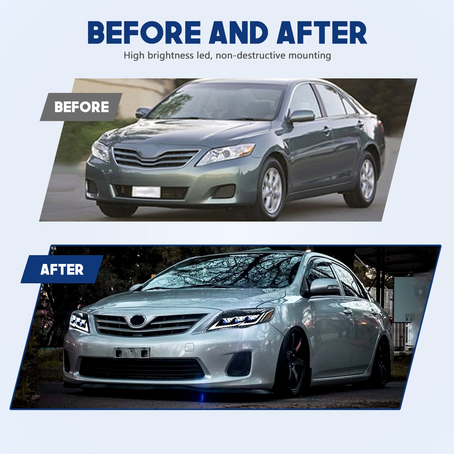 HCMOTION LED Headlight Assembly for 2010-2011 Toyota Camry XV40 | Sequential Signal & Startup Animation