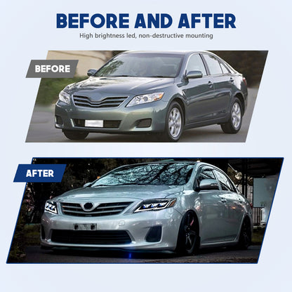 HCMOTION LED Headlight Assembly for 2010-2011 Toyota Camry XV40 | Sequential Signal & Startup Animation