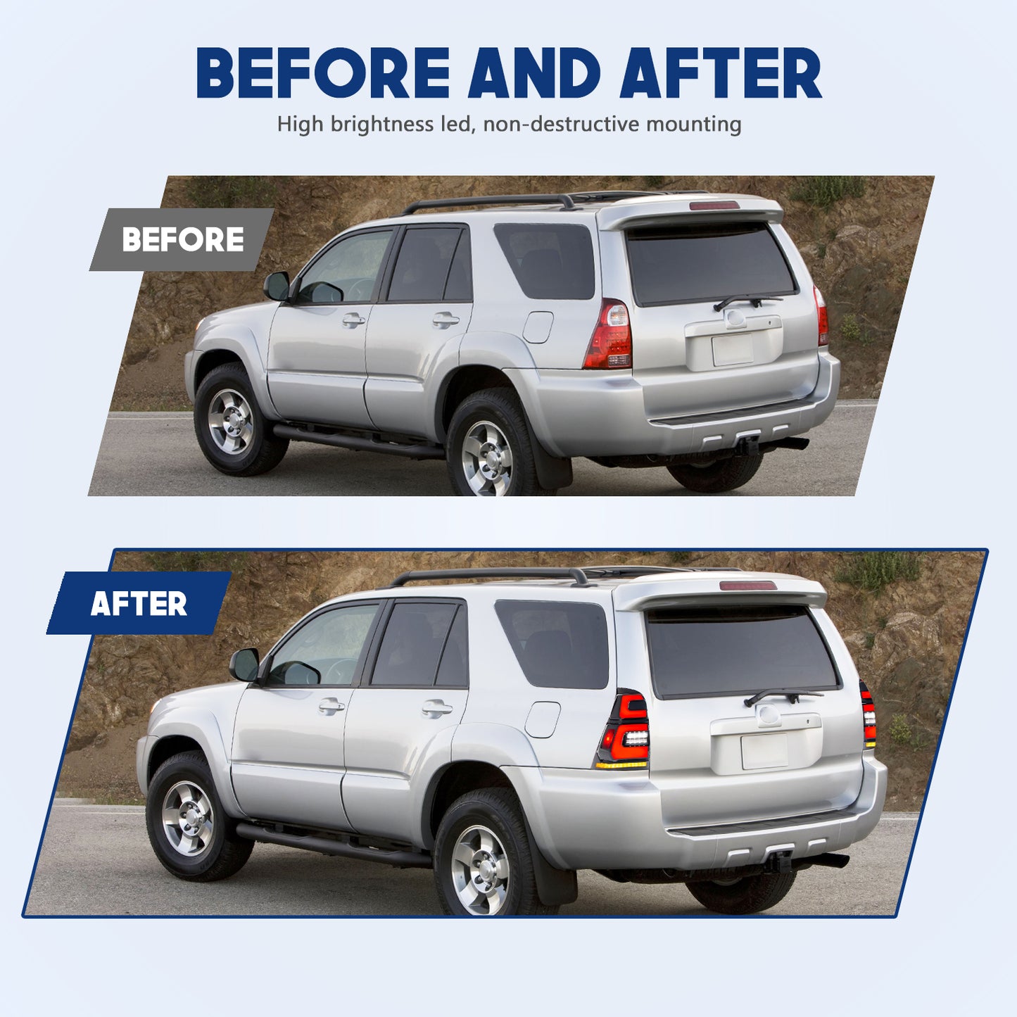 HCMOTION LED Taillights for Toyota 4Runner 4th GEN 2003-2009 | Sequential Turn Signal & Startup Animation Smoked