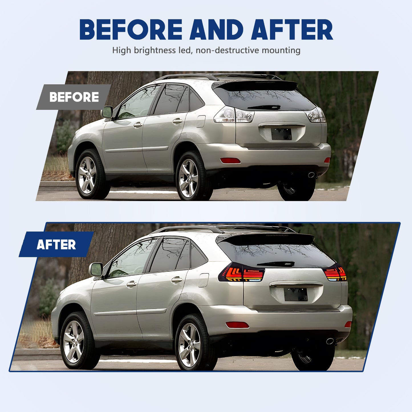 HCMOTION LED Taillights for 2003-2009 Lexus RX330 RX350 RX400h | Sequential Turn Signal & Startup Animation Clear