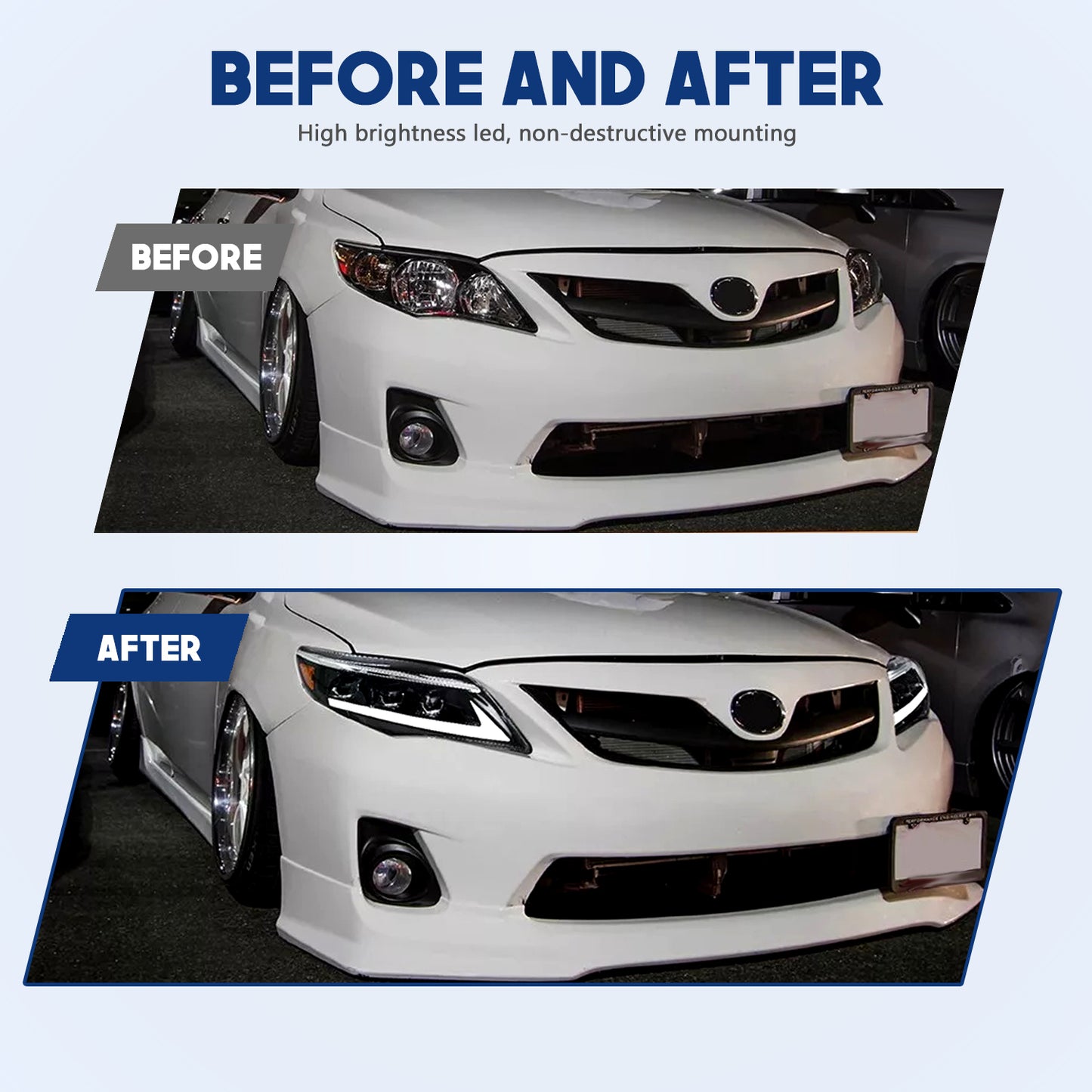 HCMOTION LED Headlight Assembly for 2011-2013 Toyota Corolla | Sequential Signal & Startup Animation