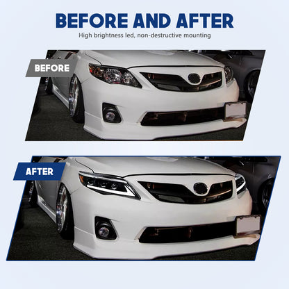 HCMOTION LED Headlight Assembly for 2011-2013 Toyota Corolla | Sequential Signal & Startup Animation