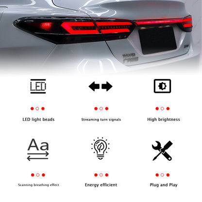 HCMOTION LED Taillights for Toyota Camry 2018-2022 | Sequential Turn Signal & Start-up Animation Smoked 5 PCS
