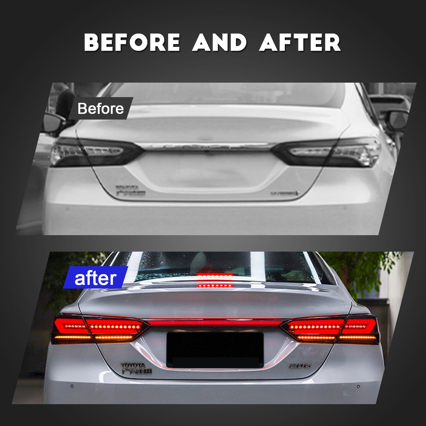 HCMOTION LED Taillights for Toyota Camry 2018-2022 | Sequential Turn Signal & Start-up Animation Smoked 5 PCS