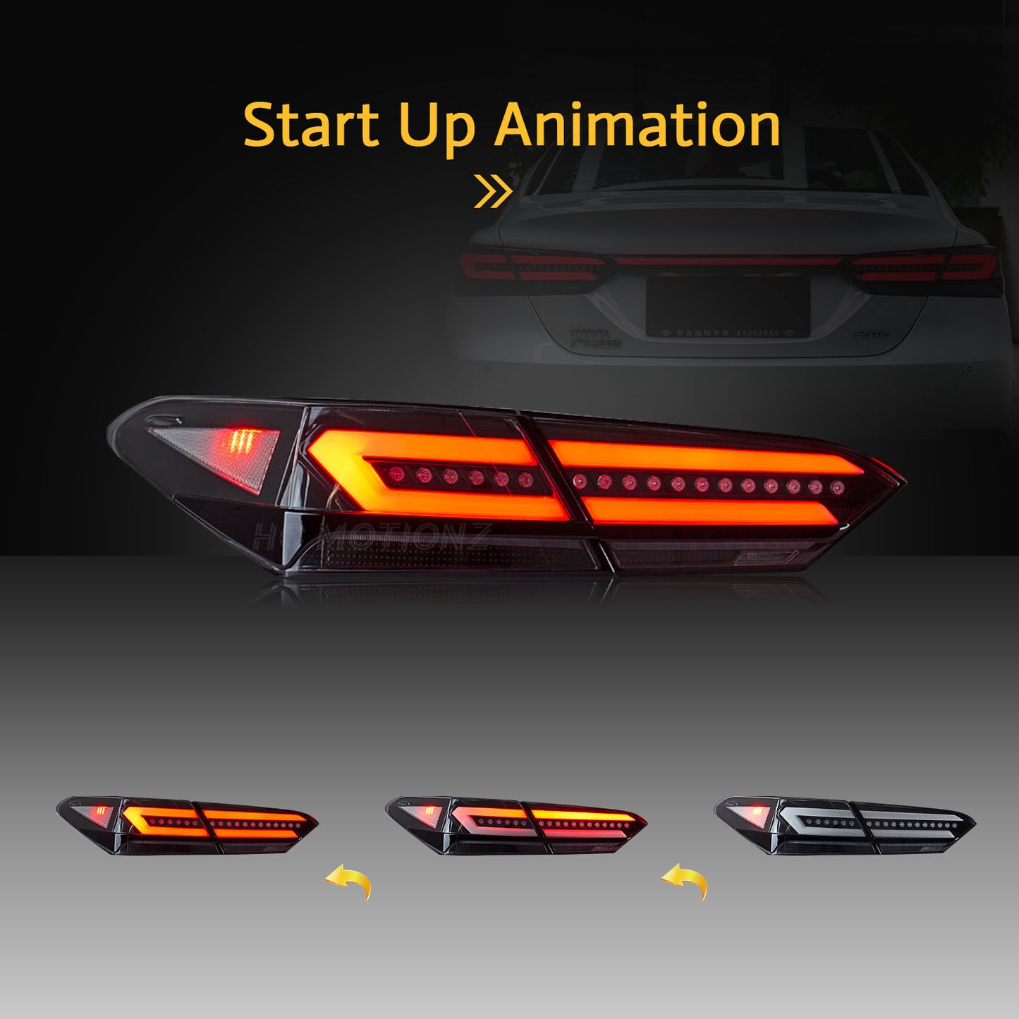 HCMOTION LED Taillights for Toyota Camry 2018-2022 | Sequential Turn Signal & Start-up Animation Clear 5 PCS