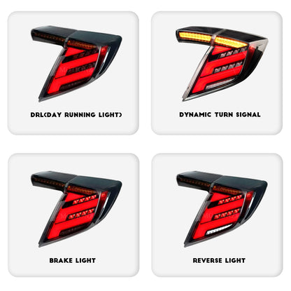 HCMOTION LED Tail Lights for 2016-2021 Honda Civic Hatchback | Sequential Turn Signal & Startup Animation