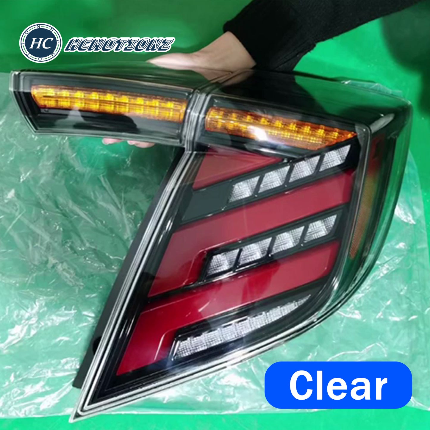 HCMOTION LED Tail Lights for 2016-2021 Honda Civic Hatchback | Sequential Turn Signal & Startup Animation