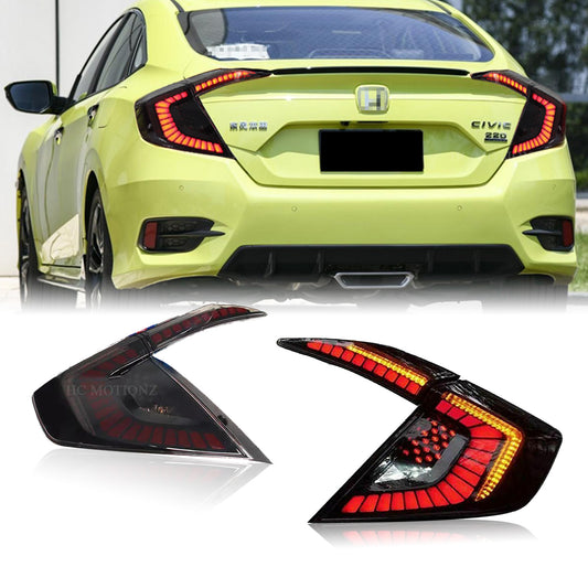 LED Tail Light Assembly Compatible with Honda Civic 2016-2021 Start UP Animation Sequential Turn Light Rear Lamps 2Pcs