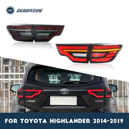 HCMOTION LED Taillights for 2014-2019 Toyota Highlander | Sequential Signal & Startup Animation Smoked