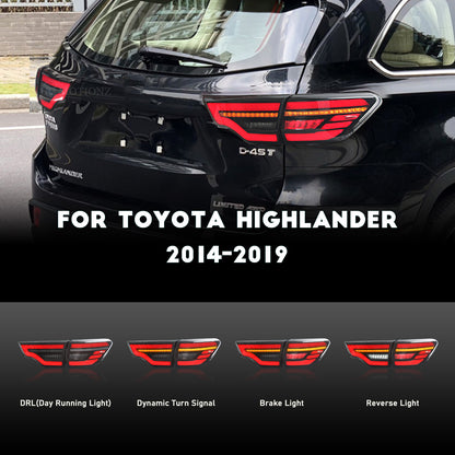 HCMOTION LED Taillights for 2014-2019 Toyota Highlander | Sequential Signal & Startup Animation Smoked