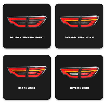 HCMOTION LED Taillights for 2014-2019 Toyota Highlander | Sequential Signal & Startup Animation Smoked