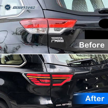 HCMOTION LED Taillights for 2014-2019 Toyota Highlander | Sequential Signal & Startup Animation Smoked