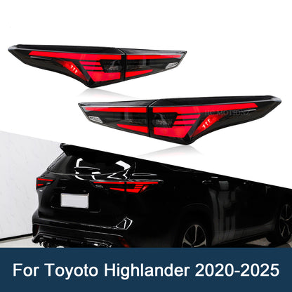 HCMOTION DOT-Approved LED Tail Lights for 2020-2022 Toyota Highlander | Sequential Signal & Startup Animation Pair