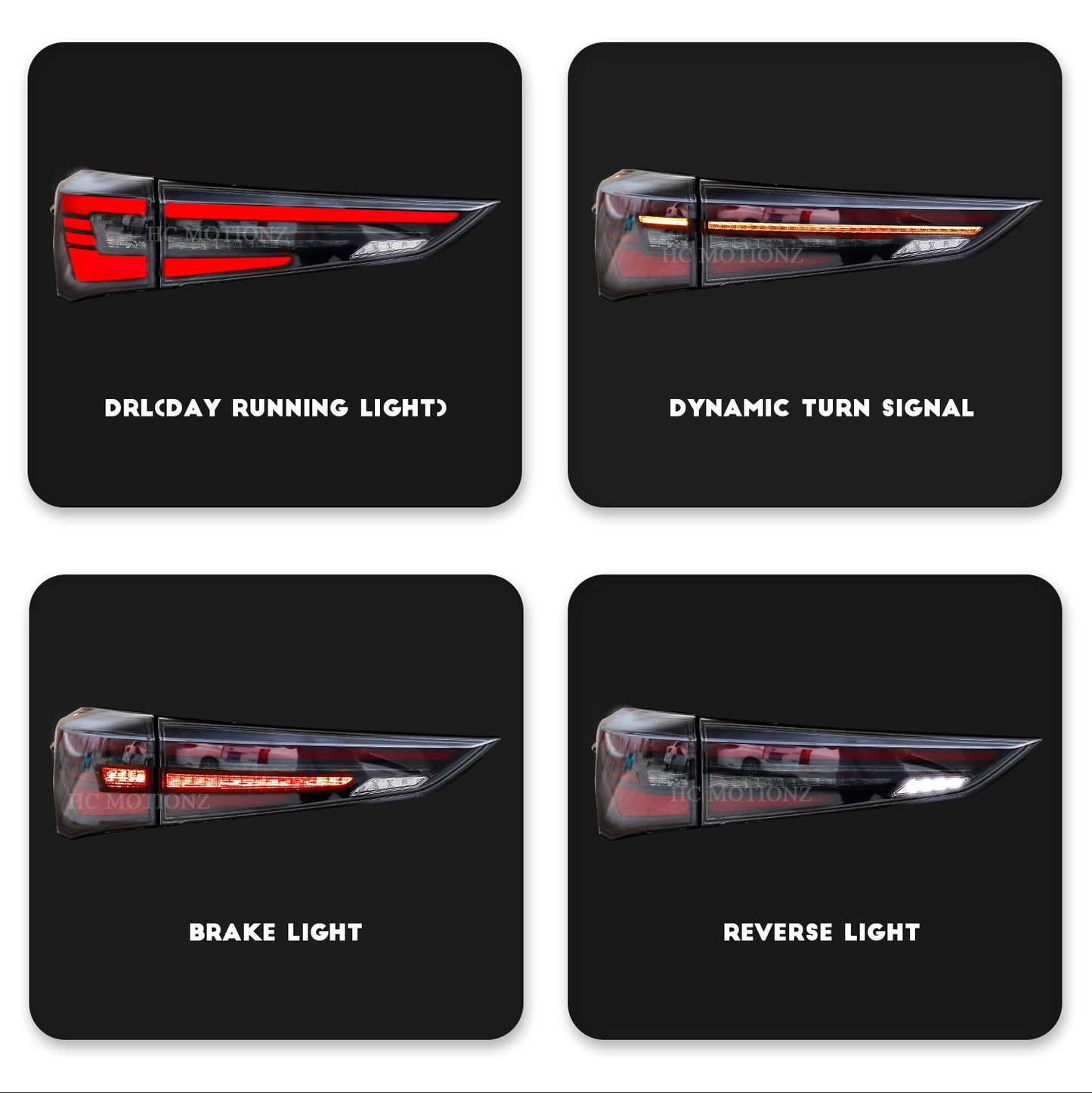 HCMOTION DOT-Approved LED Tail Lights for 2020-2022 Toyota Highlander | Sequential Signal & Startup Animation Pair