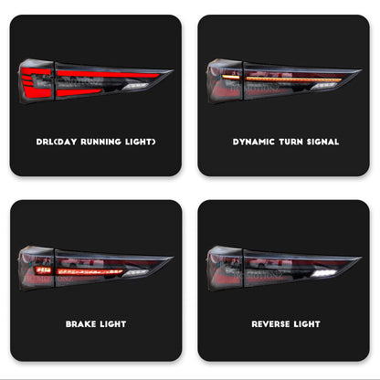 HCMOTION DOT-Approved LED Tail Lights for 2020-2022 Toyota Highlander | Sequential Signal & Startup Animation Pair