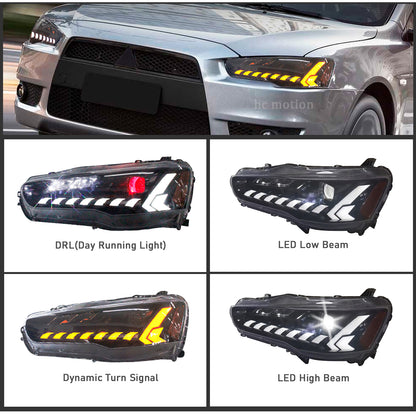 HCMOTION LED Headlights for Mitsubishi Lancer 2008-2017 | Sequential Turn Signal & Startup Animation