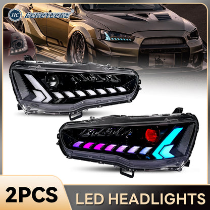 HCMOTION LED RGB Headlights for Mitsubishi Lancer 2008-2017 | Sequential Turn Signal & Startup Animation