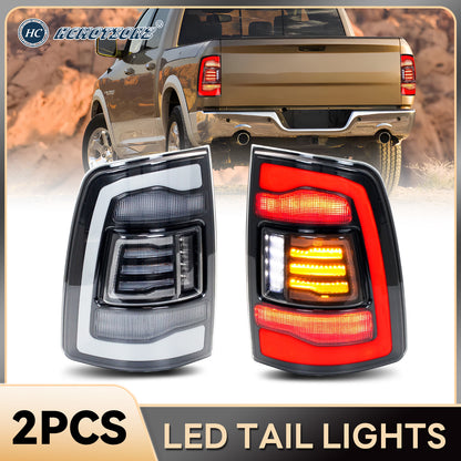 HCMOTION LED Tail Lights for Dodge RAM1500 2009-2018/RAM2500 2013-2018 | Sequential Turn Signal & Startup Animation Clear