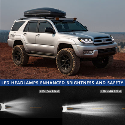 HCMOTION LED Headlights for 2003-2009 Toyota 4Runner 4th GEN with Trim Strips | Sequential Signal & Startup Animation