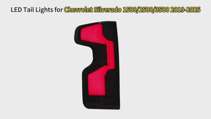 HCMOTION DOT-Approved LED Tail Lights for 2019-2025 Chevrolet Silverado 1500/2500/3500 |  Sequential Signal & Startup Animation Pair