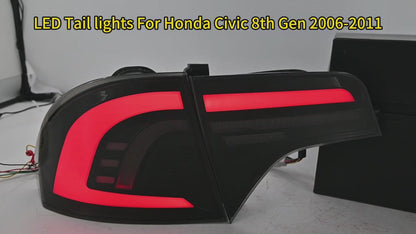 HCMOTION LED Taillights for Honda Civic 8th Gen 2006-2011 Sedan | Sequential Turn Signal & Startup Animation Smoked