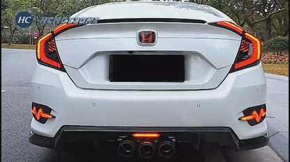 HCMOTION DOT-Approved LED Tail Lights for 2016-2021 Honda Civic 10th Gen Sedan | Startup Animation & Sequential Signal Pair