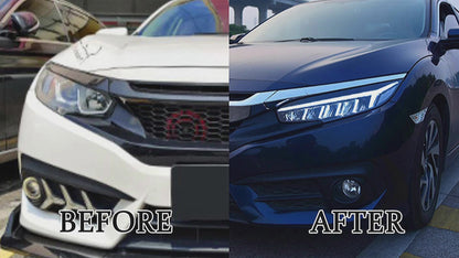 HCMOTION LED Headlights for 2016-2021 Honda Civic 10th Gen | Sequential Turn Light & Startup Animation