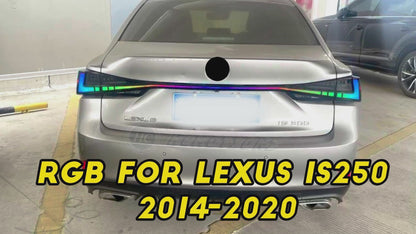 HCMOTION LED RGB Taillights for 2014-2020 Lexus IS 250/350/300h | Sequential Signal & Startup Animation Smoked