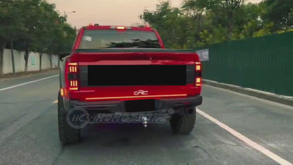 HCMOTION LED Tail Lights for 2021-2024 Ford F150 F-150 XL STX XLT | Sequential Turn Signal & Startup Animation Smoked