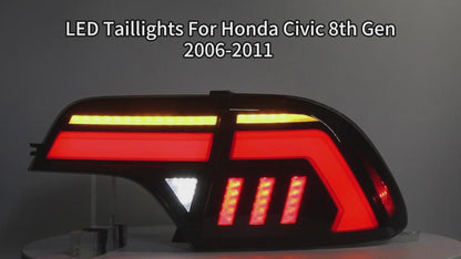 HCMOTION LED Taillights for Honda Civic 8th Gen 2006-2011 Sedan | Sequential Turn Signal & Startup Animation Smoked A