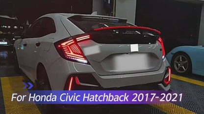 HCMOTION LED Tail Lights for Honda Civic Hatchback 2016-2021 | Sequential Turn Signal & Startup Animation Smoked