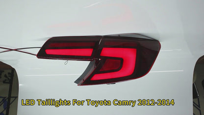 HCMOTION DOT-Approved LED Tail Lights for 2012-2014 Toyota Camry USA Type | Startup Animation & Sequential Signal Pair Red