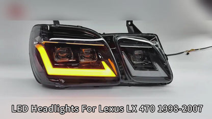 HCMOTION DOT-Approved LED Headlights for 1998-2007 Lexus LX 470 J100 | Projector Lens, Sequential Signal & Startup Animation Pair