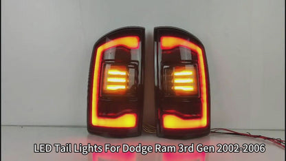 HCMOTION LED Taillights for 2002-2006 Dodge RAM 1500, 2003-2006 RAM 2500 3500 | Sequential Turn Signal & Startup Animation Smoked