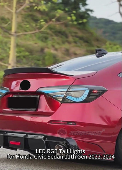 HCMOTION LED RGB Taillights for 2022-2026 Honda Civic 11th Gen Sedan | Startup Animation & Sequential Signal Clear