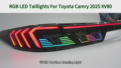 HCMOTION LED Color Changing Taillights for Toyota Camry 2025 | Sequential Turn Signal & Startup Animation Smoked