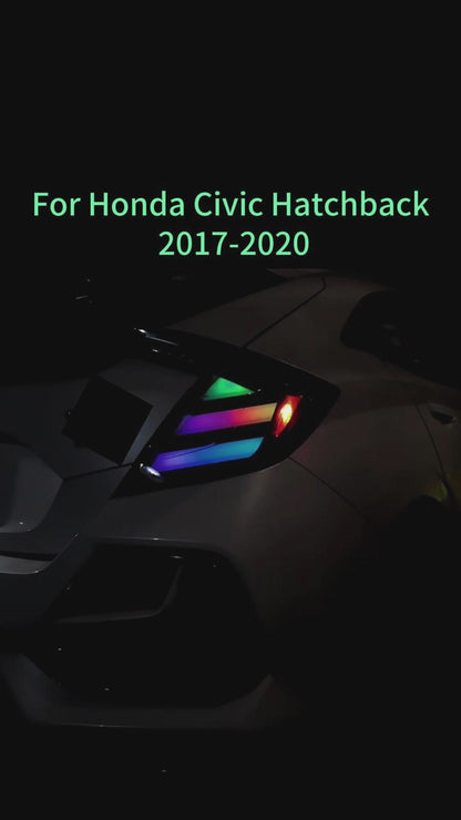 HCMOTION LED RGB Taillights for 2016-2021 Honda Civic Hatchback | Sequential Signal & Startup Animation Clear