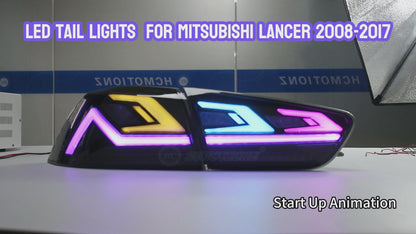 HCMOTION LED RGB Taillights for 2008-2017 Mitsubishi Lancer & EVO X | Startup Animation & Sequential Signal Smoked