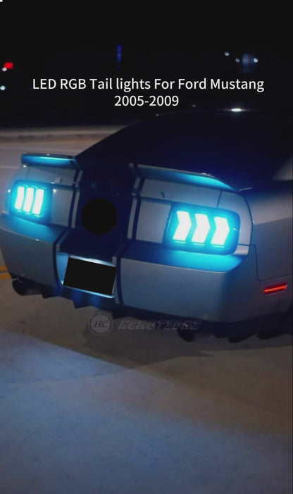 HCMOTION LED RGB Tail Lights for 2005-2009 Ford Mustang | Startup Animation & Sequential Signal Clear