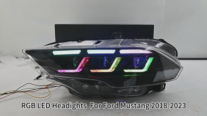 HCMOTION RGB LED Headlights for 2018-2023 Ford Mustang S550 | Sequential Signal & Startup Animation