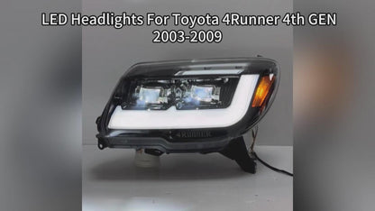 HCMOTION DOT-Approved LED Headlights for 2003-2009 Toyota 4Runner 4th Gen | Sequential Signal & Startup Animation Pair