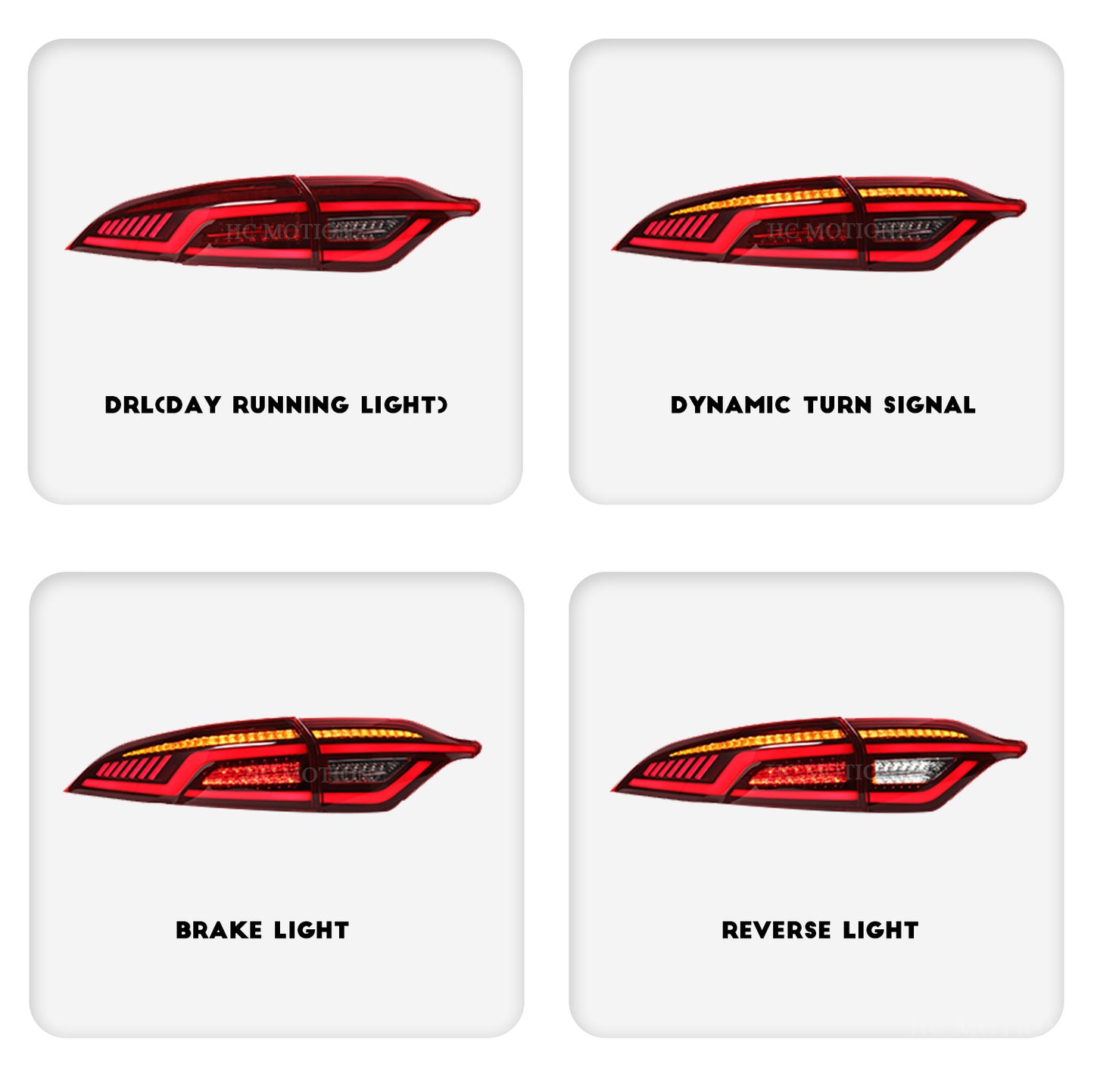 HCMOTION LED Tail Lights for 2020-2024 Toyota Corolla | Sequential Turn Light & Startup Animation