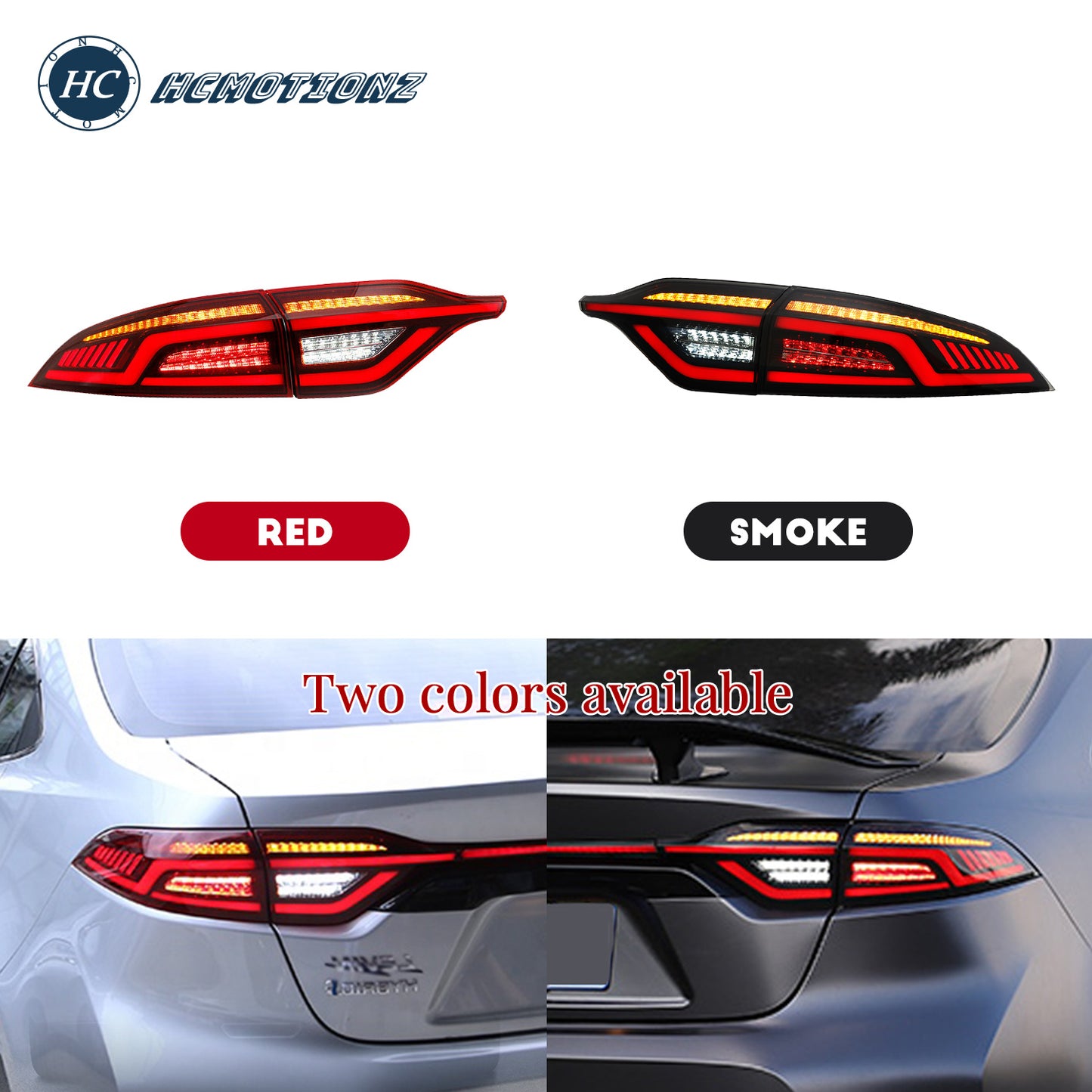HCMOTION LED Tail Lights for 2020-2024 Toyota Corolla | Sequential Turn Light & Startup Animation